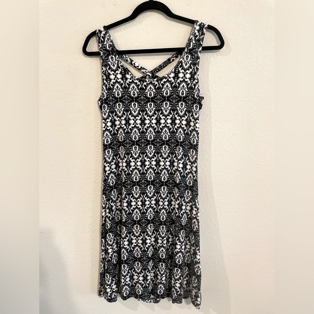 Lascana Women’s Midi Dress Size 4 Black & White Paisley Floral Jersey Coastal